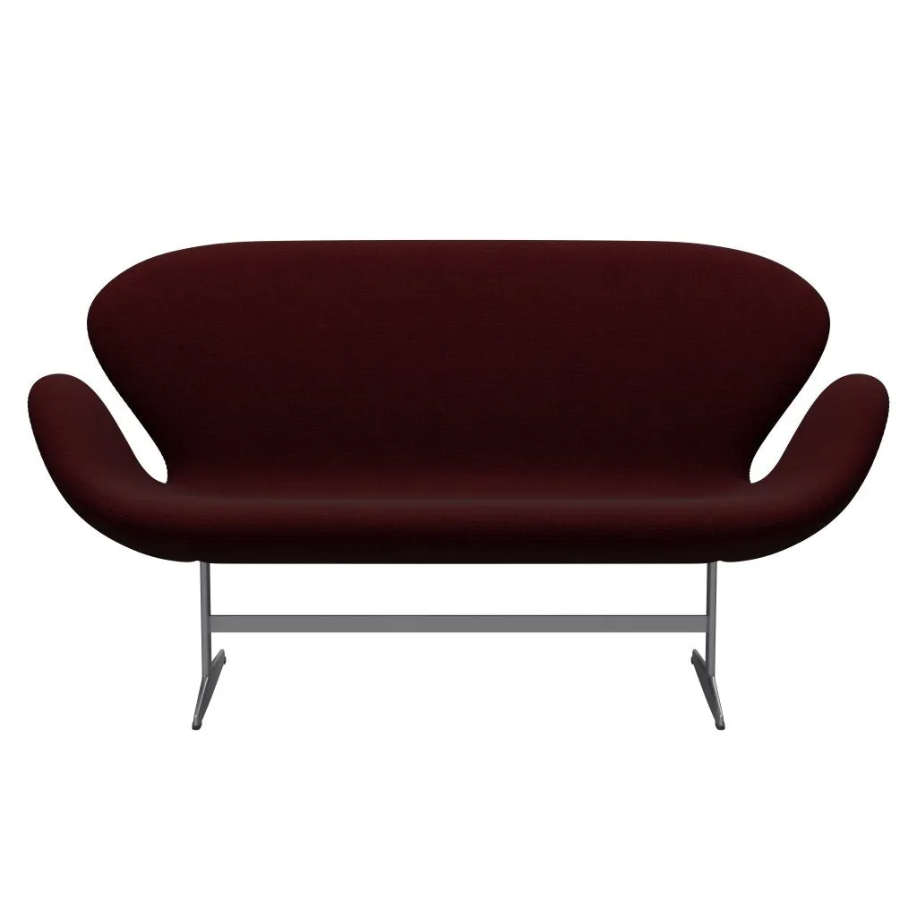 Fritz Hansen Swan™ Sofa 2 Seater, Silver Grey/Hallingdal Wine Red
