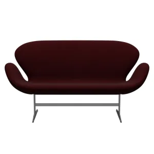 Fritz Hansen Swan™ Sofa 2 Seater, Silver Grey/Hallingdal Wine Red