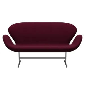 Fritz Hansen Swan™ Sofa 2 Seater, Silver Grey/Hallingdal Wine Red/Violet