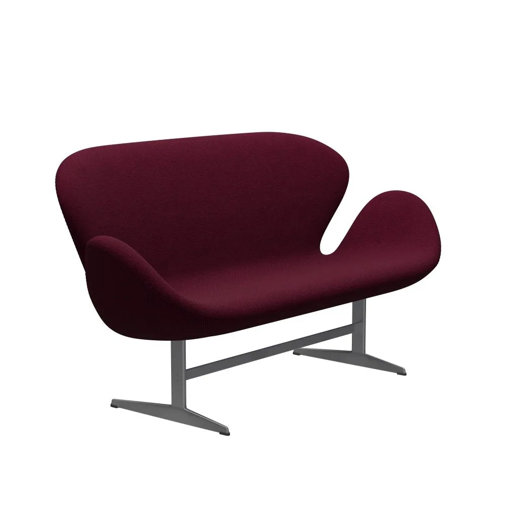 Fritz Hansen Swan™ Sofa 2 Seater, Silver Grey/Hallingdal Wine Red/Violet