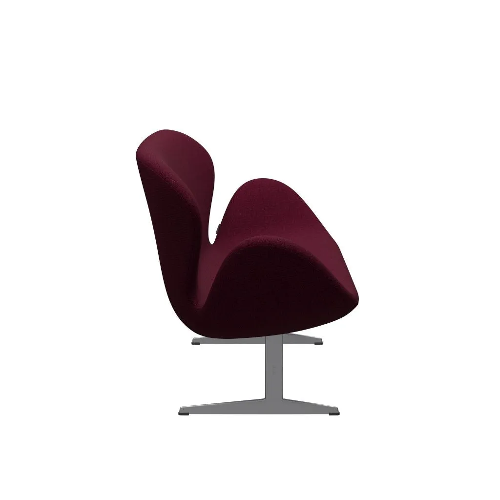 Fritz Hansen Swan™ Sofa 2 Seater, Silver Grey/Hallingdal Wine Red/Violet