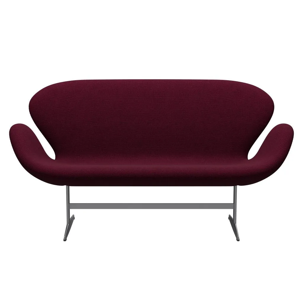 Fritz Hansen Swan™ Sofa 2 Seater, Silver Grey/Hallingdal Wine Red/Violet
