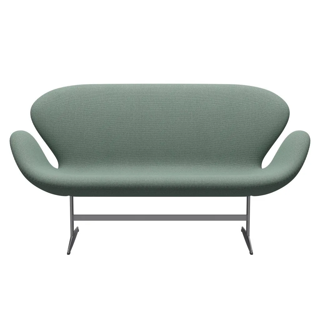 Fritz Hansen Swan™ Sofa 2 Seater, Silver Grey/Re Wool Aqua/Natural