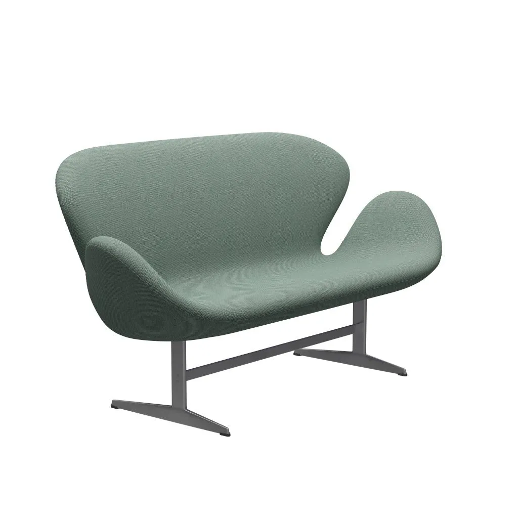 Fritz Hansen Swan™ Sofa 2 Seater, Silver Grey/Re Wool Aqua/Natural