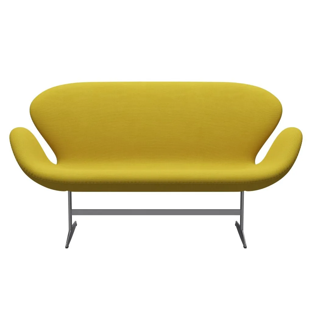 Fritz Hansen Swan™ Sofa 2 Seater, Silver Grey/Steelcut Light Green/Yellow