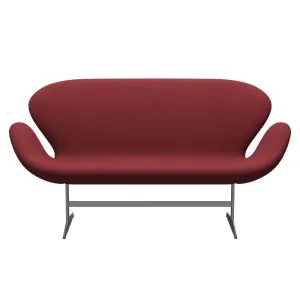 Fritz Hansen Swan™ Sofa 2 Seater, Silver Grey/Steelcut Trio Dark Red