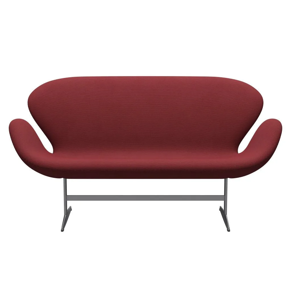 Fritz Hansen Swan™ Sofa 2 Seater, Silver Grey/Steelcut Trio Dark Red