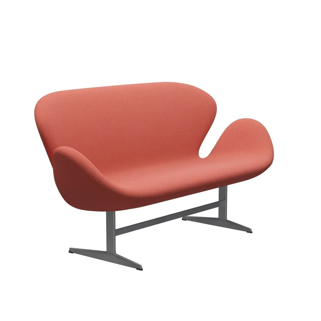 Fritz Hansen Swan™ Sofa 2 Seater, Silver Grey/Steelcut Trio Pink/Orange