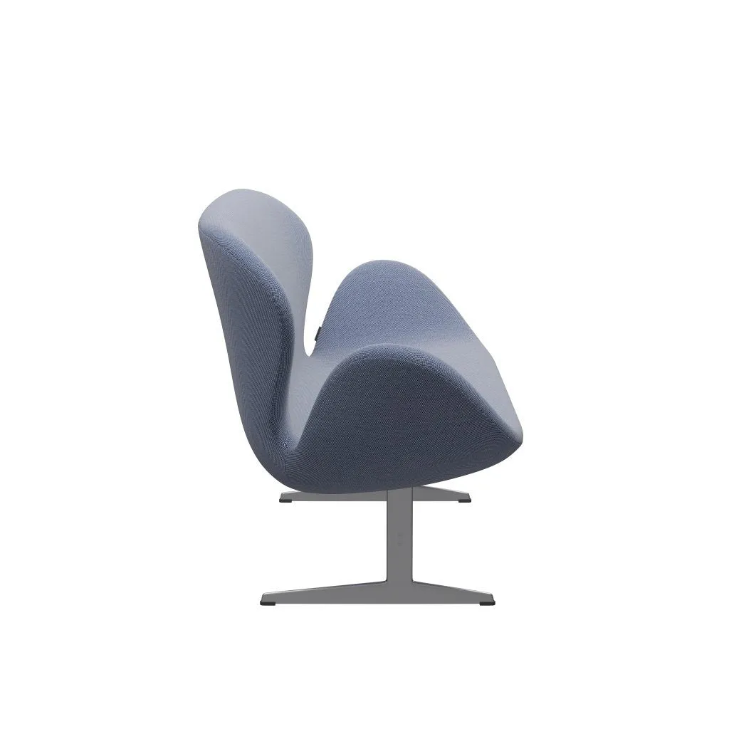 Fritz Hansen Swan™ Sofa 2 Seater, Silver Grey/Steelcut Trio White/Blue