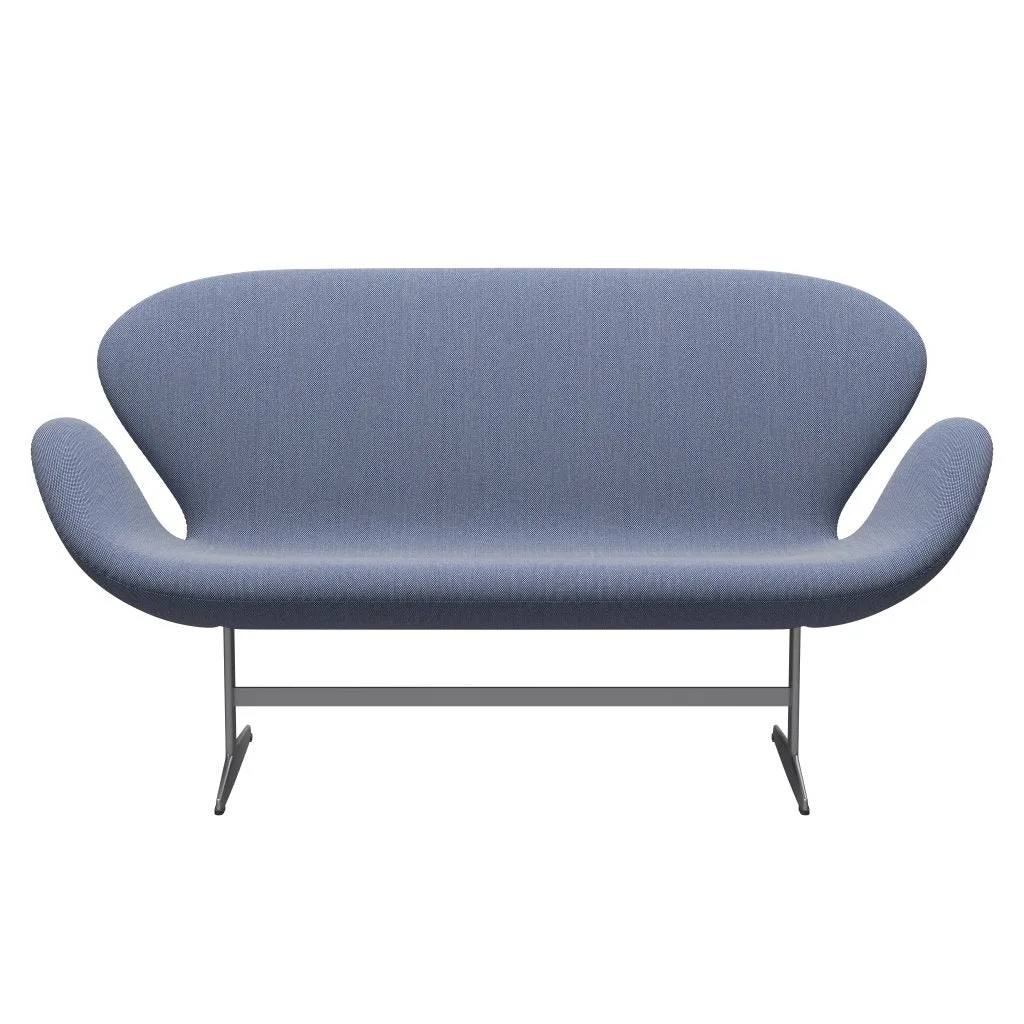 Fritz Hansen Swan™ Sofa 2 Seater, Silver Grey/Steelcut Trio White/Blue