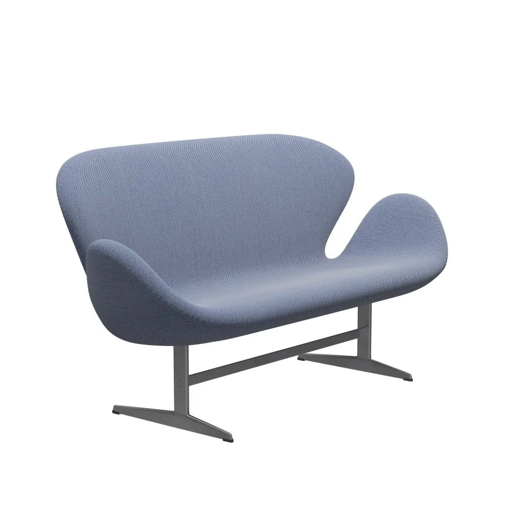 Fritz Hansen Swan™ Sofa 2 Seater, Silver Grey/Steelcut Trio White/Blue