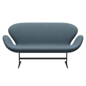 Fritz Hansen Swan™ Sofa 2 Seater, Warm Graphite/Re Wool Natural/Light Blue