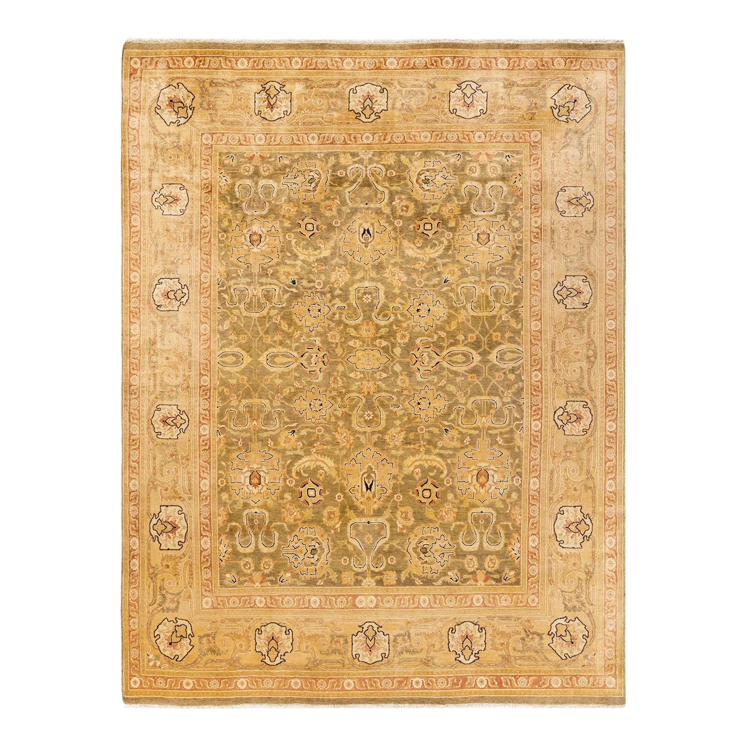 Green Traditional Wool Rug - 8' x 10'3"