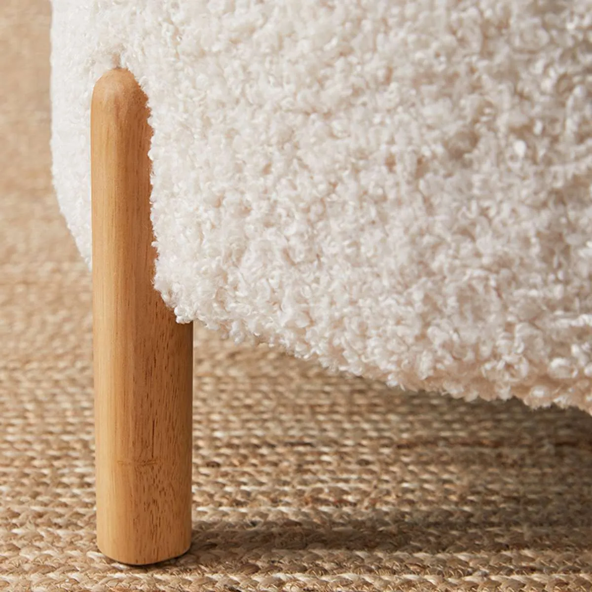 Kenzo Round Sherpa Ottoman - Cream Mocka