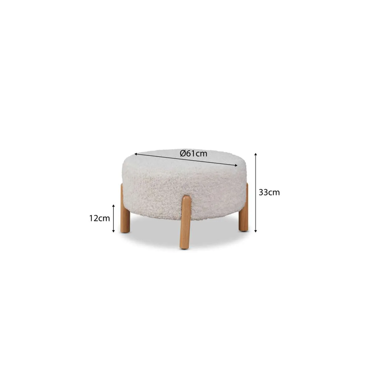 Kenzo Round Sherpa Ottoman - Cream Mocka