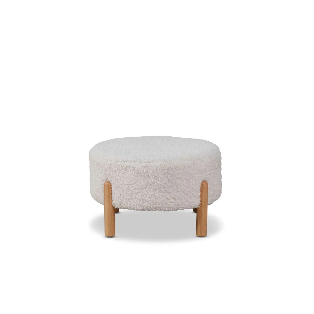 Kenzo Round Sherpa Ottoman - Cream Mocka