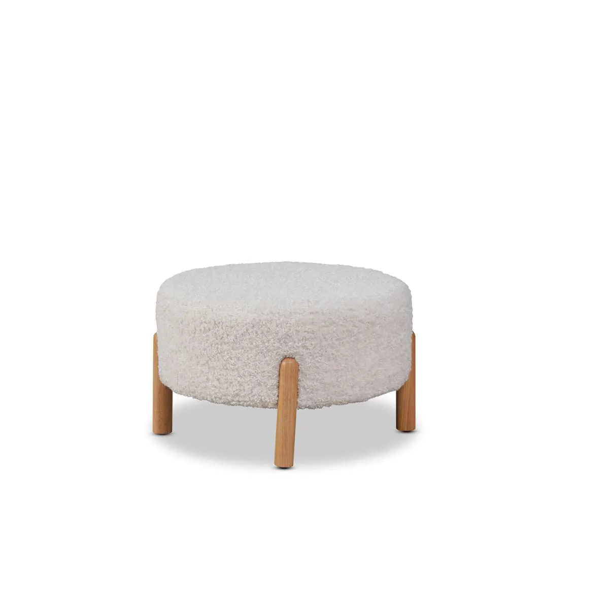 Kenzo Round Sherpa Ottoman - Cream Mocka