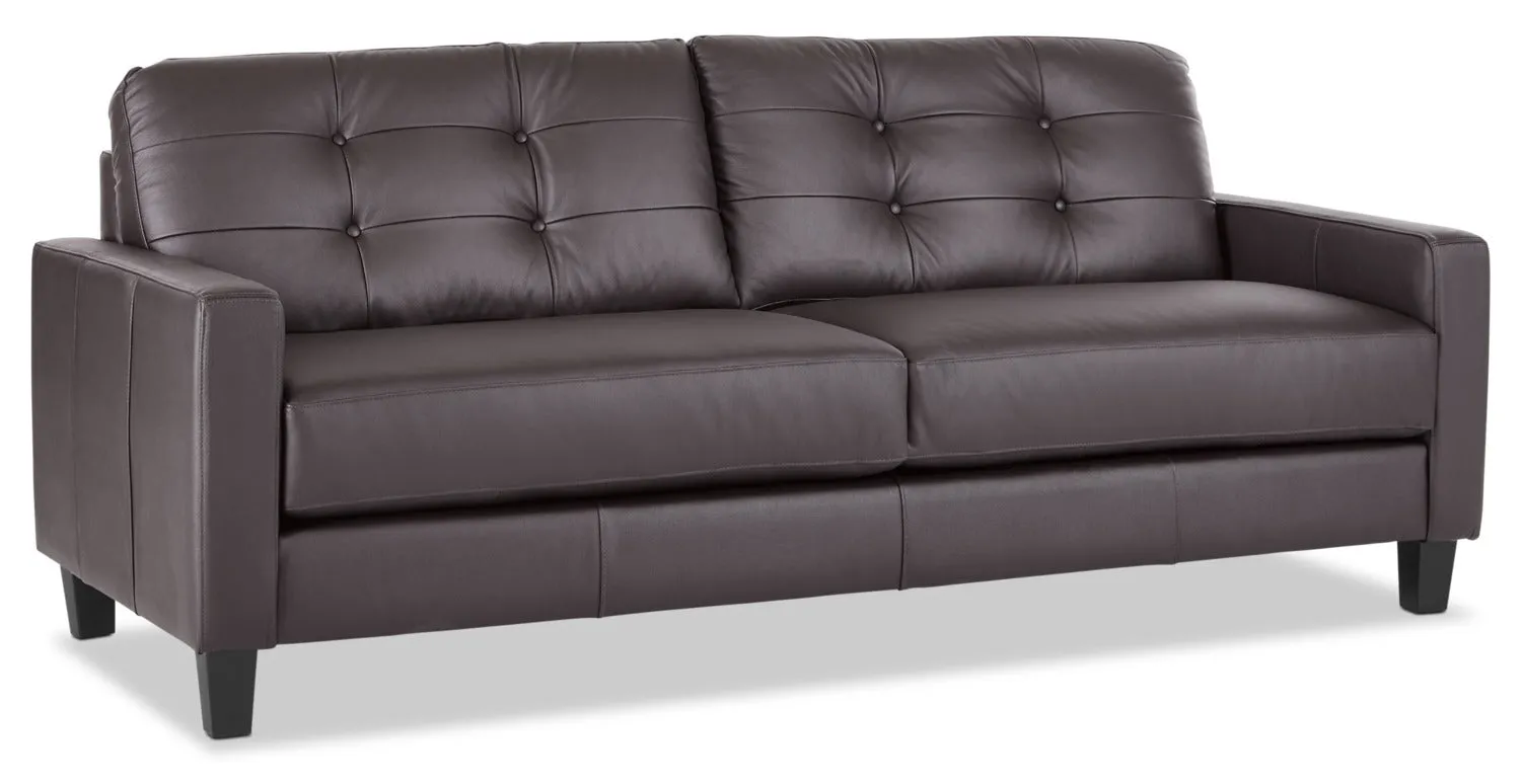 Kylie Leather Sofa and Chair and a Half Set - Coffee