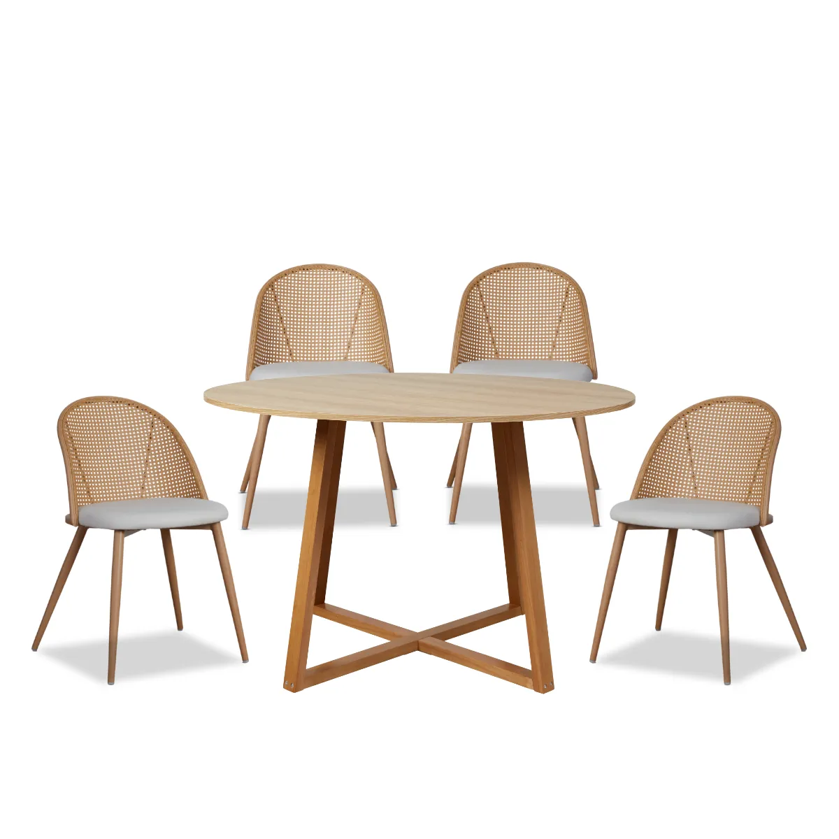 Kyoto Natural and Avila Natural Five Piece Dining Set Mocka