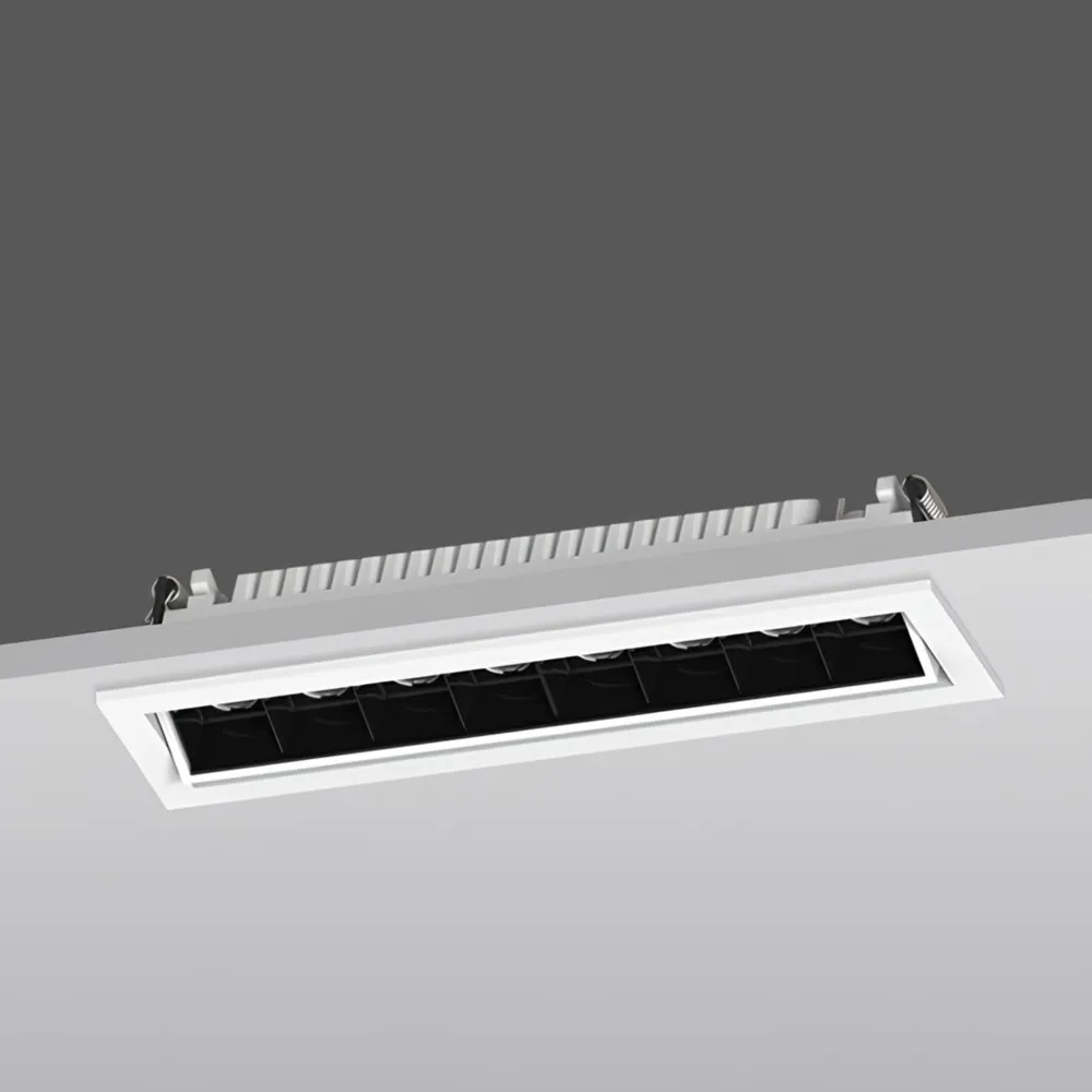 LED Downlight Recessed 20w 3K Non-Dimmable L219 x W64 x H55mm Cutout:208 x 50mm 50D Beam Black IP20