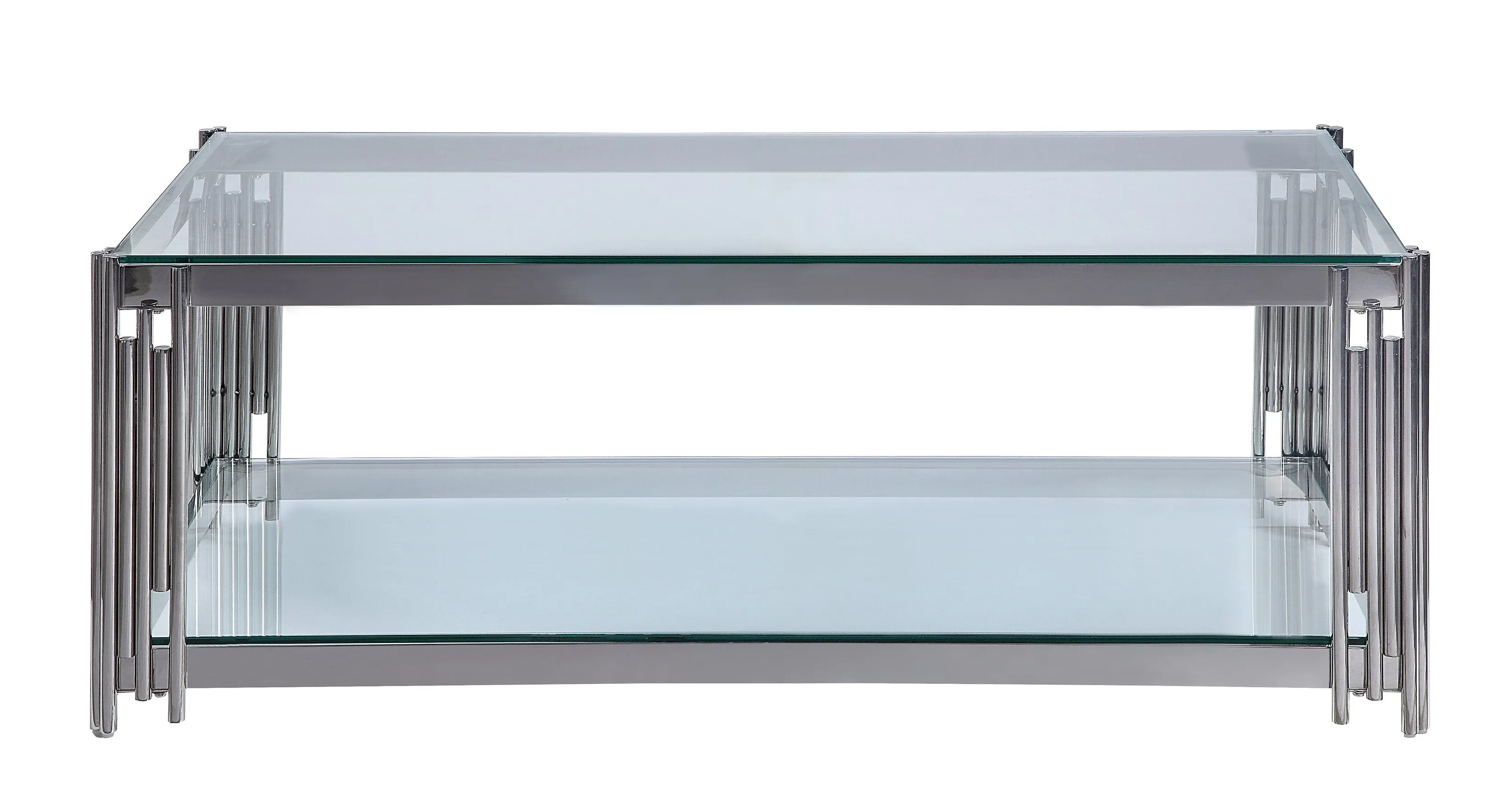 Liana 47" Coffee Table - Glass and Stainless Steel