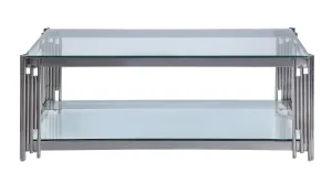 Liana 47" Coffee Table - Glass and Stainless Steel