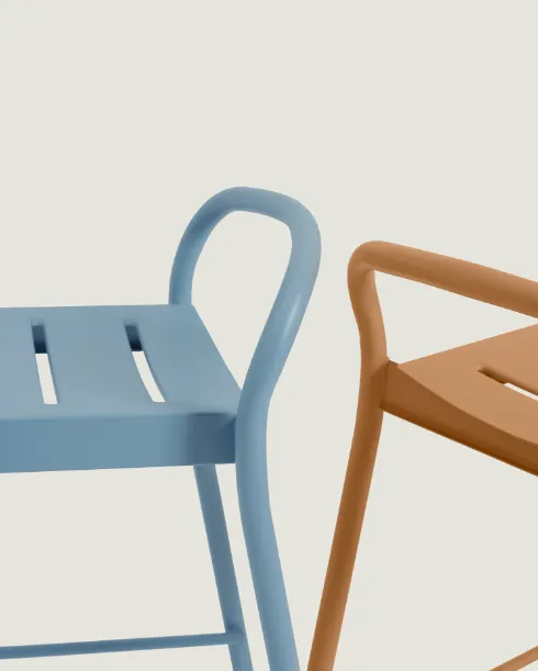 Linear Steel Stool, 65cm,  Burnt Orange