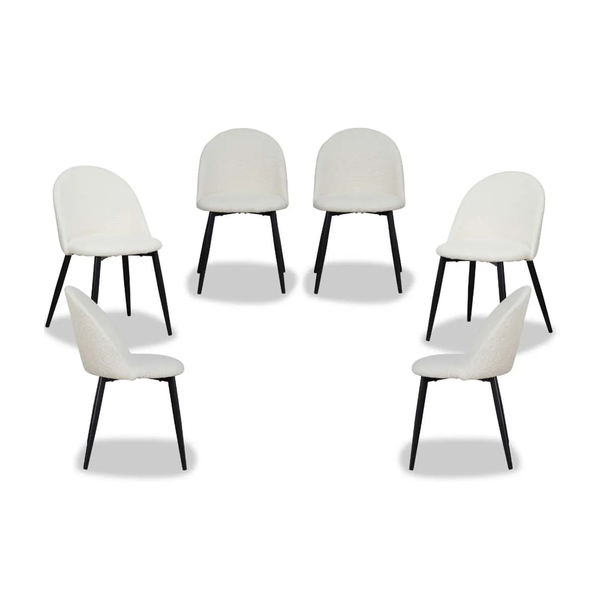 Londyn Dining Chairs - Cream Boucle Set of Six Bundle Mocka