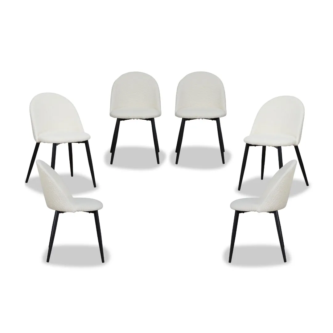 Londyn Dining Chairs - Cream Boucle Set of Six Bundle Mocka