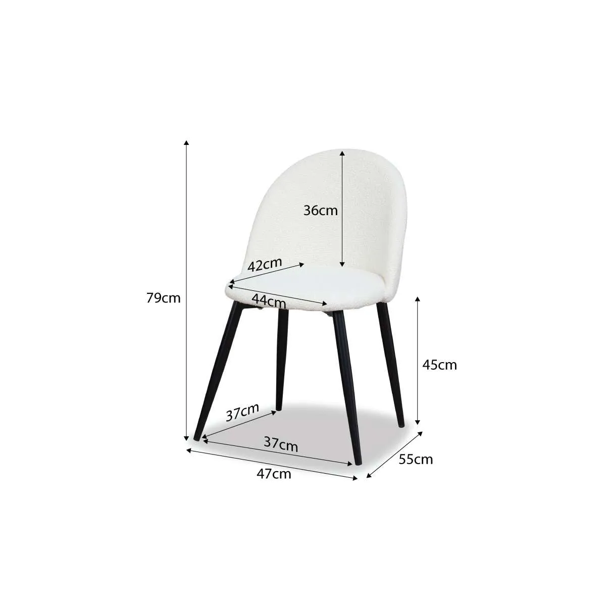 Londyn Dining Chairs - Set of 2 - Cream Boucle Mocka