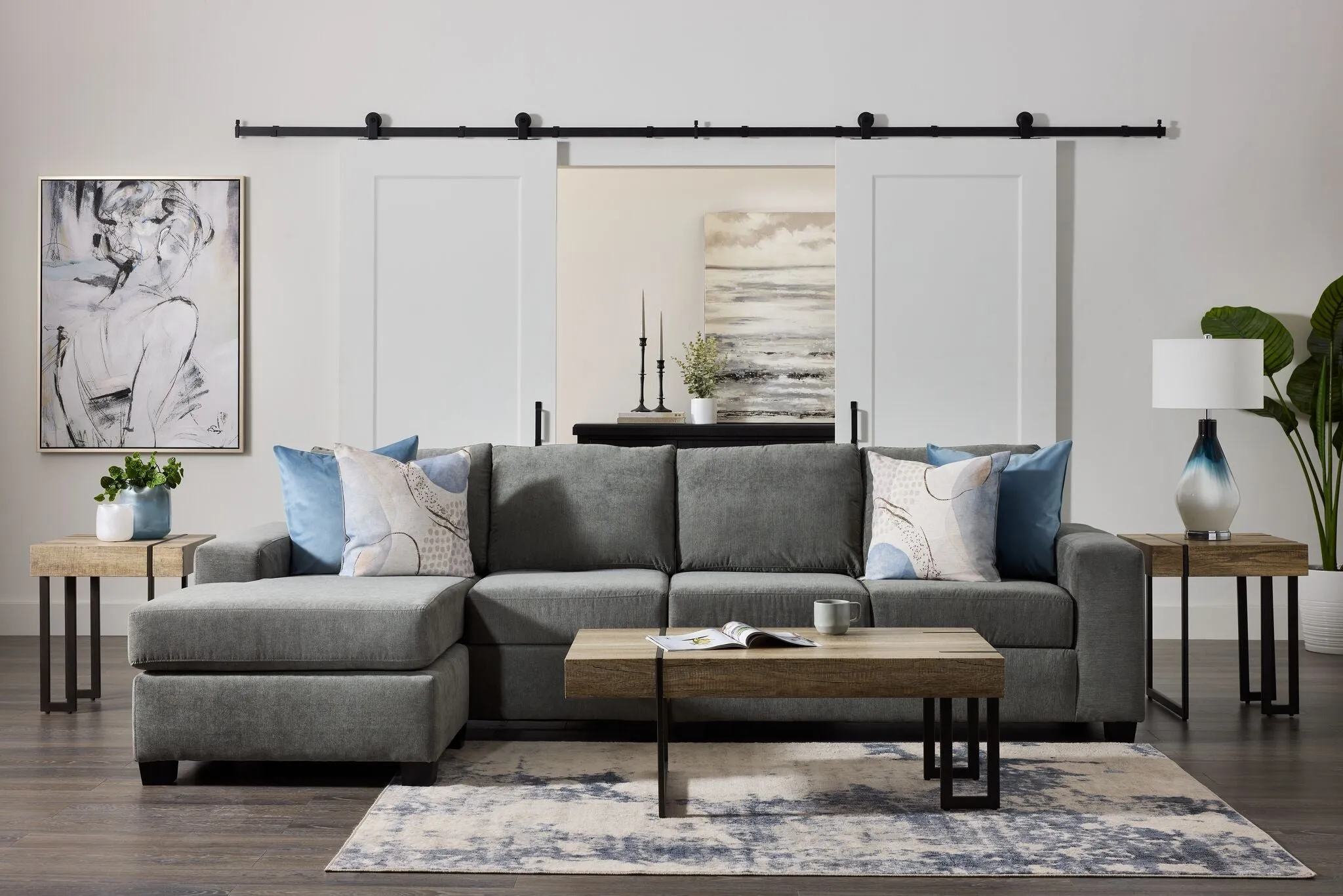 Luna 2-Piece Sectional with Reversible Chaise - Grey