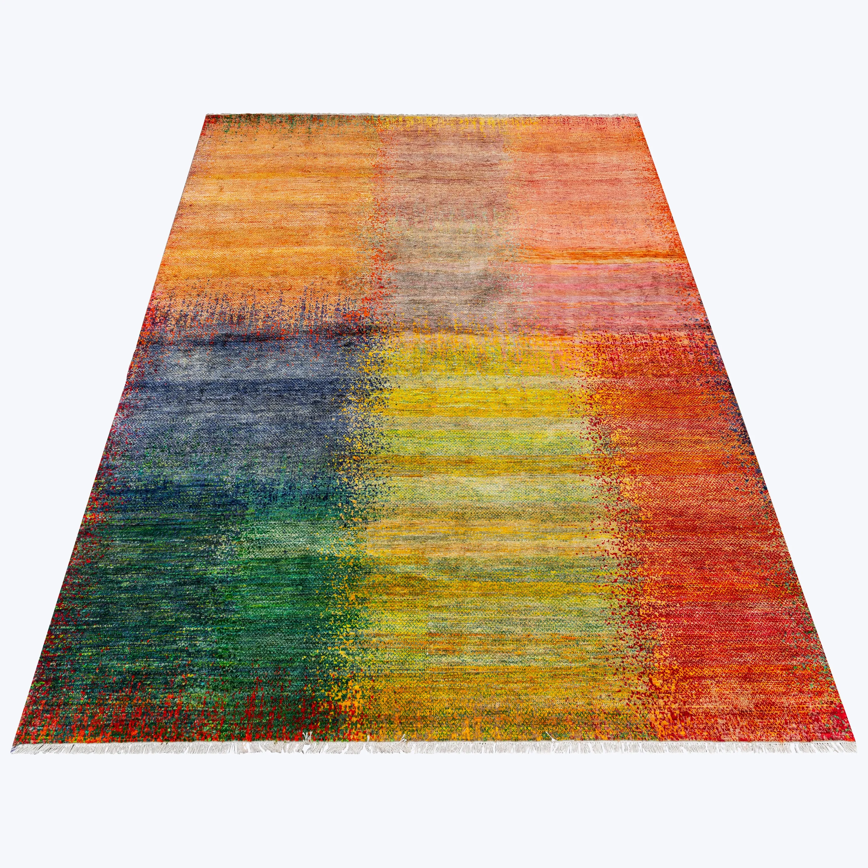 Multicolored Contemporary Silk Rug - 8'1" x 10'2"
