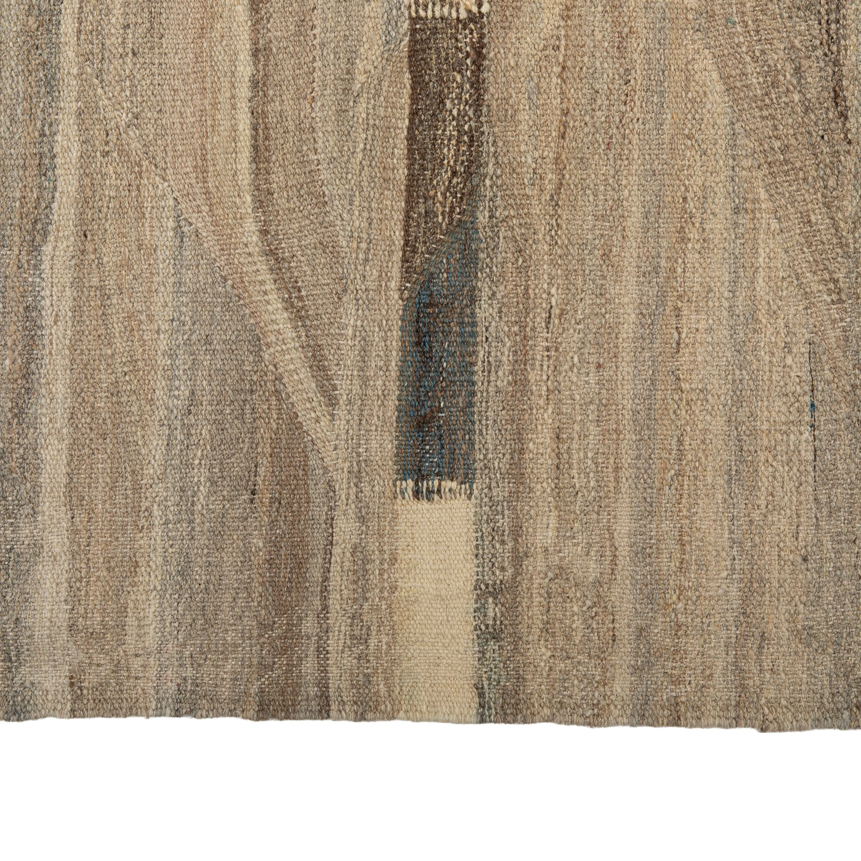 Natural Patterned Modern Wool Kilim - 9' x 11'6"