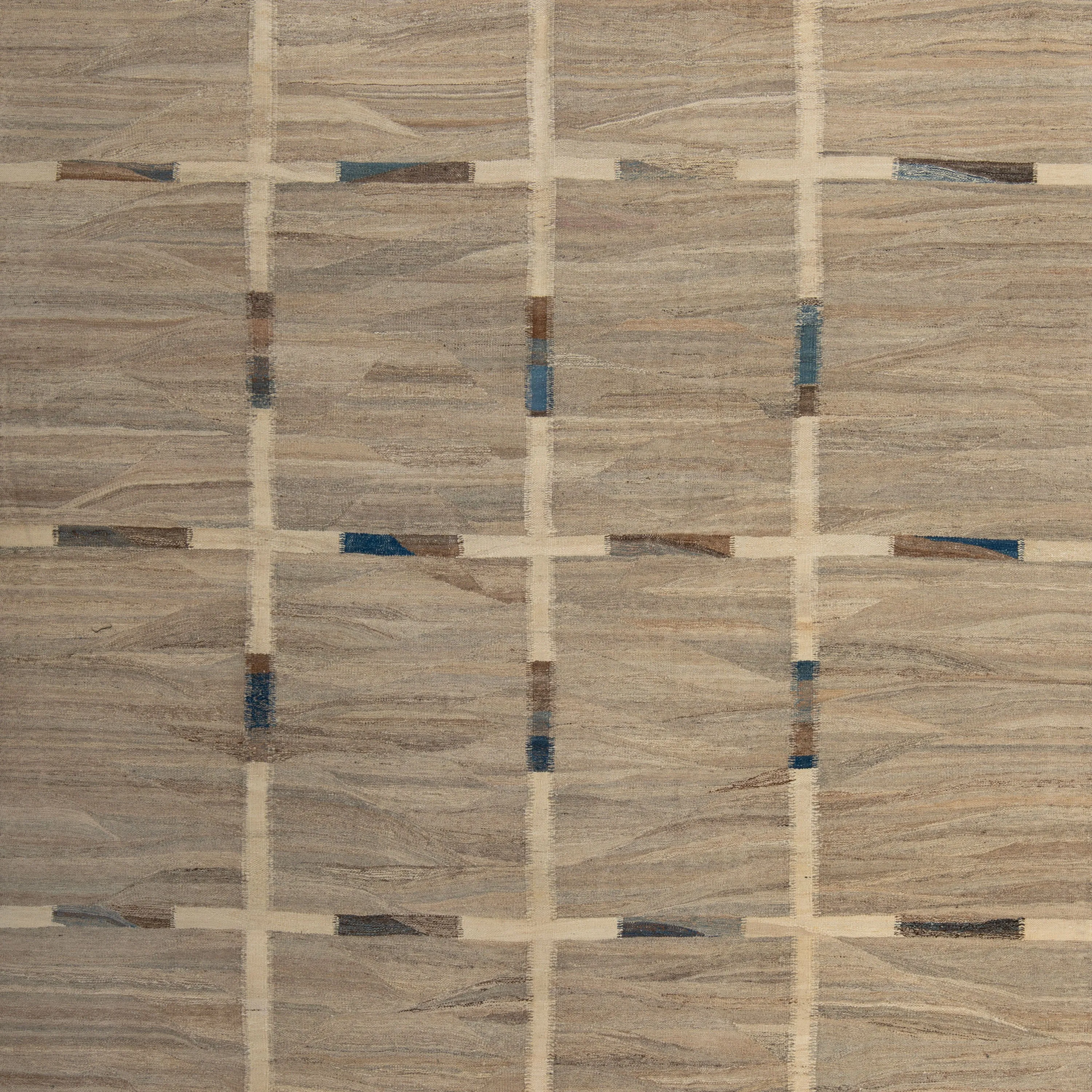 Natural Patterned Modern Wool Kilim - 9' x 11'6"