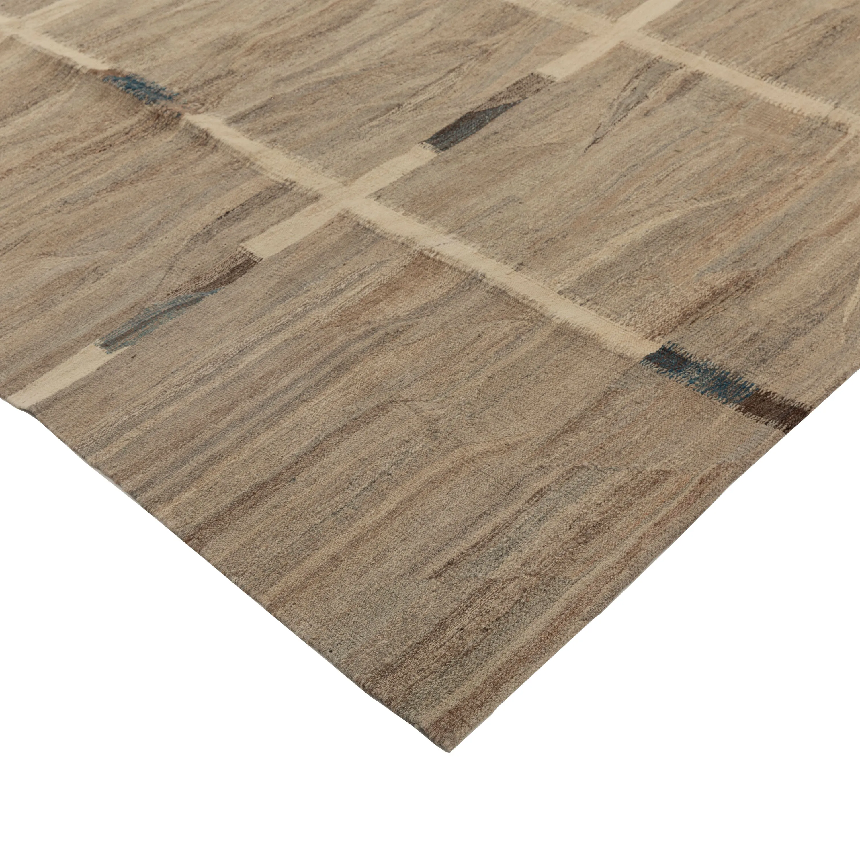Natural Patterned Modern Wool Kilim - 9' x 11'6"