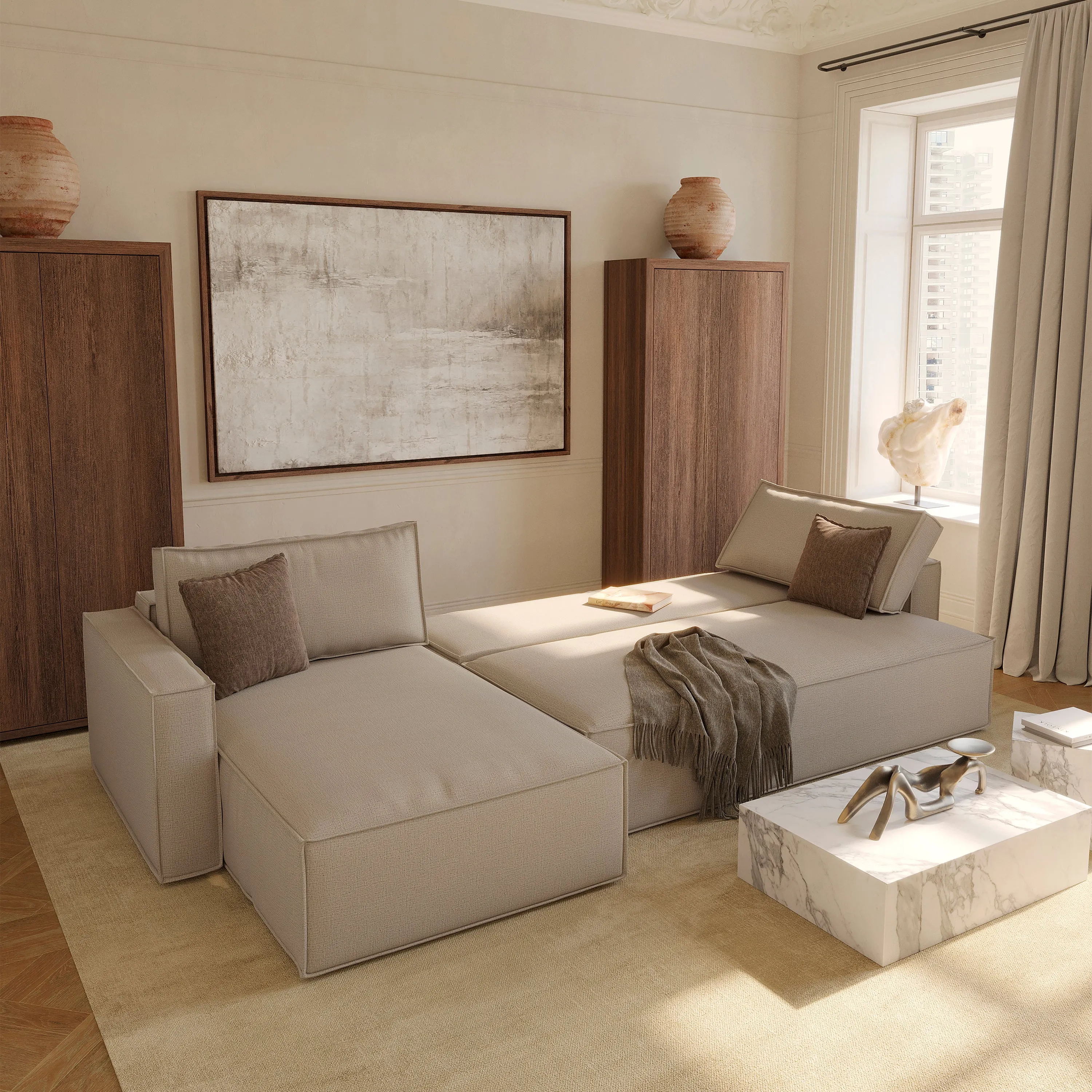 Newilla Standard Arms Sofa Bed with Chaise