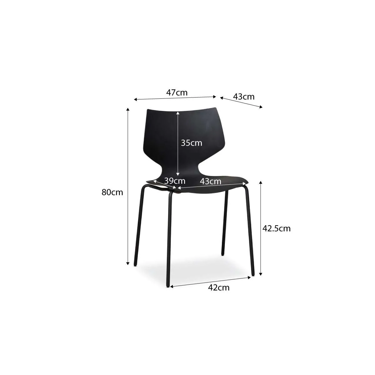 Pia Dining Chair - Black Set of Six Bundle Mocka