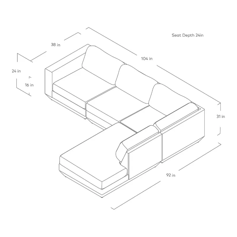 Podium Modular 4-piece Lounge Sectional A