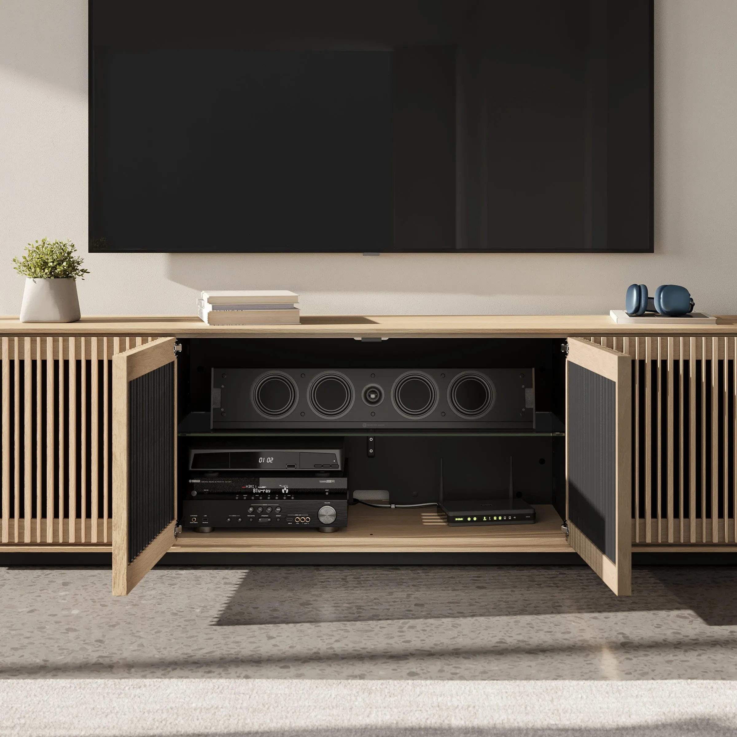 Profile 4-Door Media Storage Cabinet
