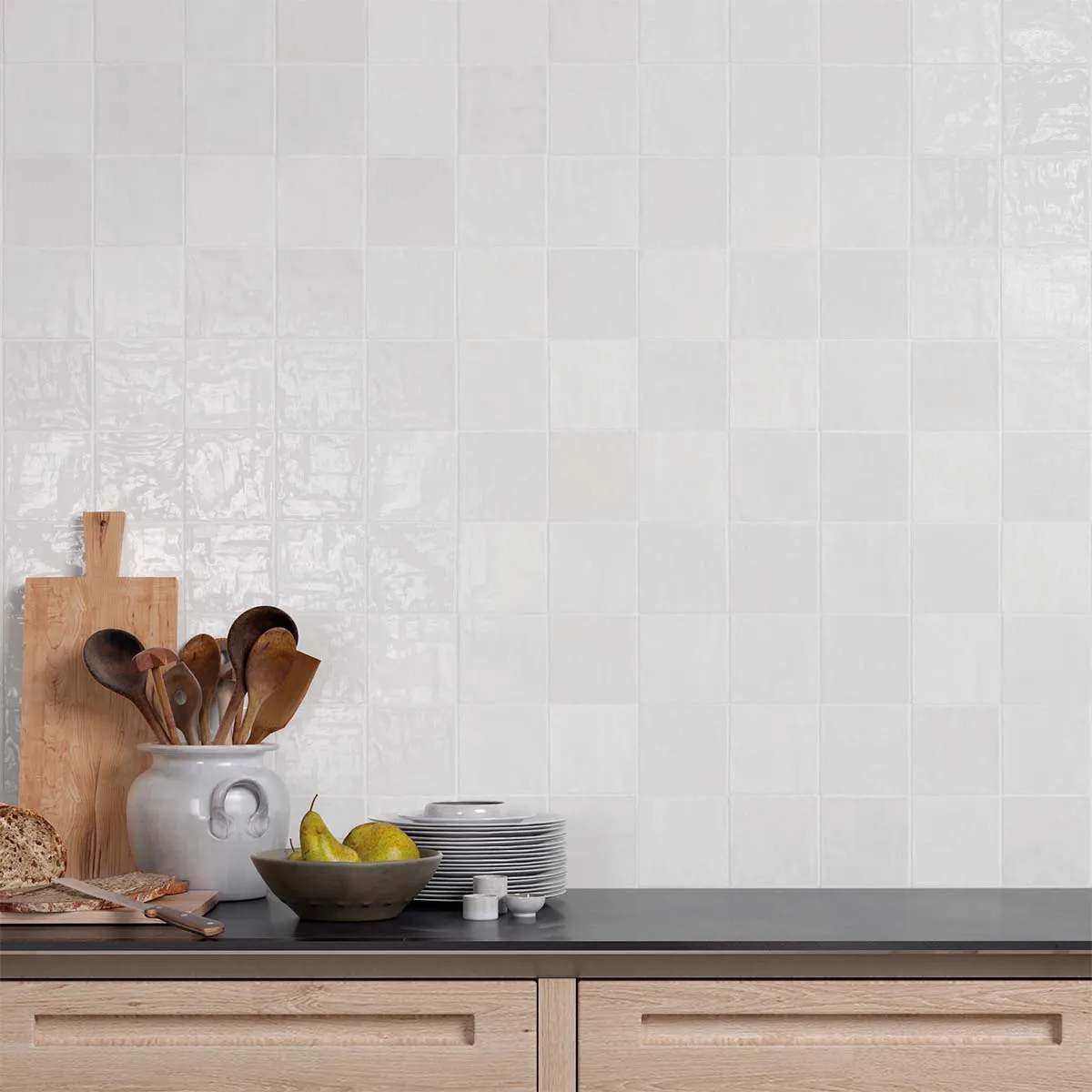 Riad White Decor Wall Tile 10x10cm Gloss