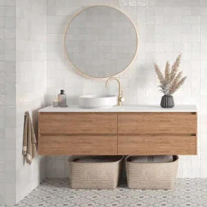 Riad White Decor Wall Tile 10x10cm Gloss