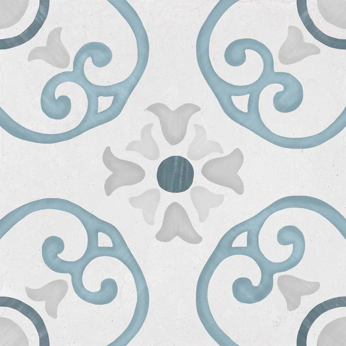 Sirocco Blue Dahlia Pattern Porcelain Tile 22x22cm Matte