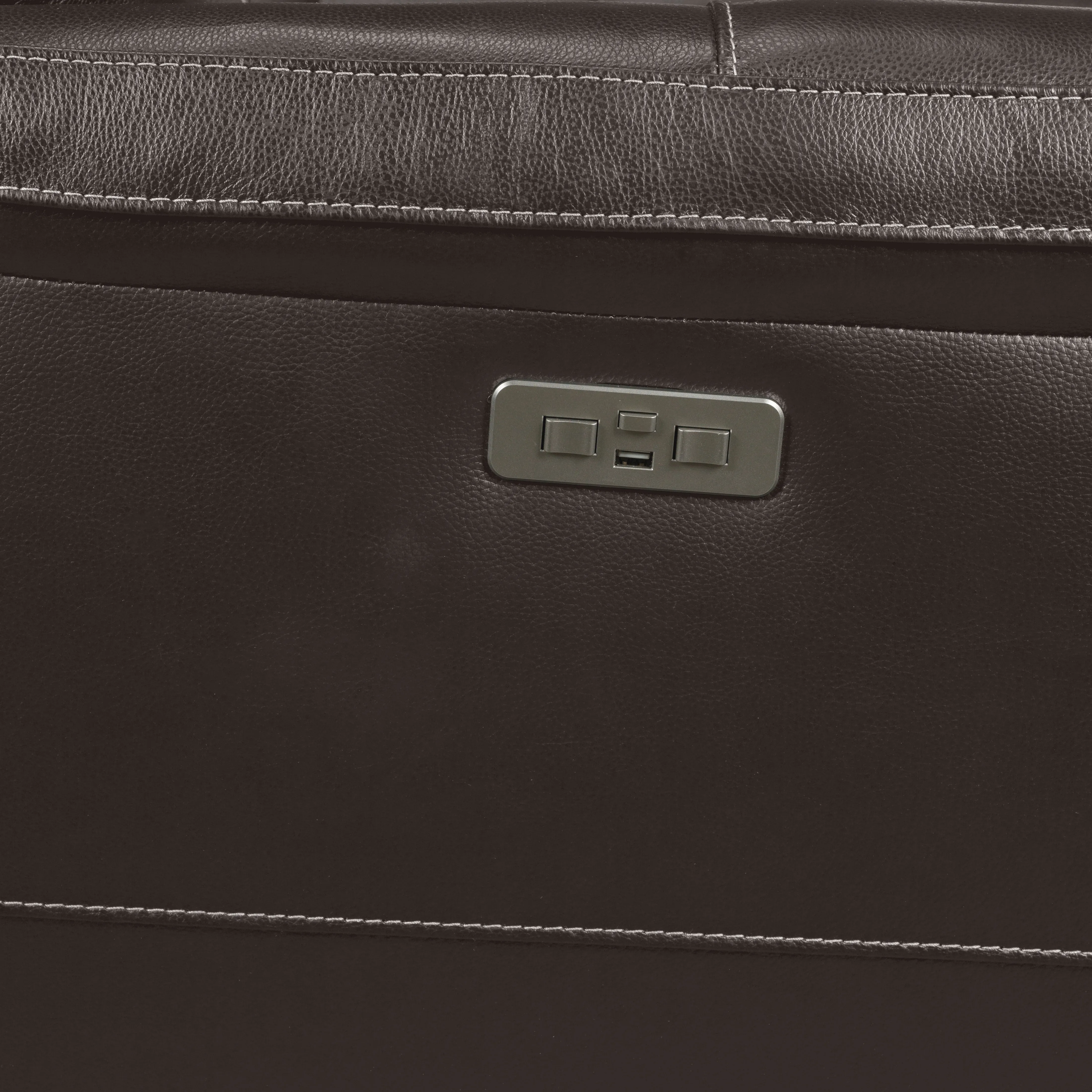 Stallion Leather Dual Power Recliner - Dark Grey