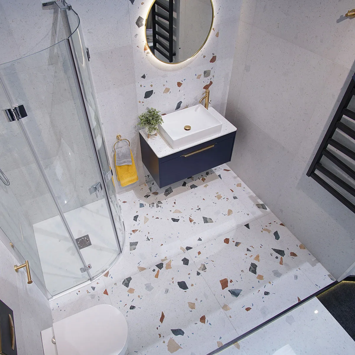 Stracciatella Blanco Terrazzo Effect Porcelain Tile 60x60cm Matt