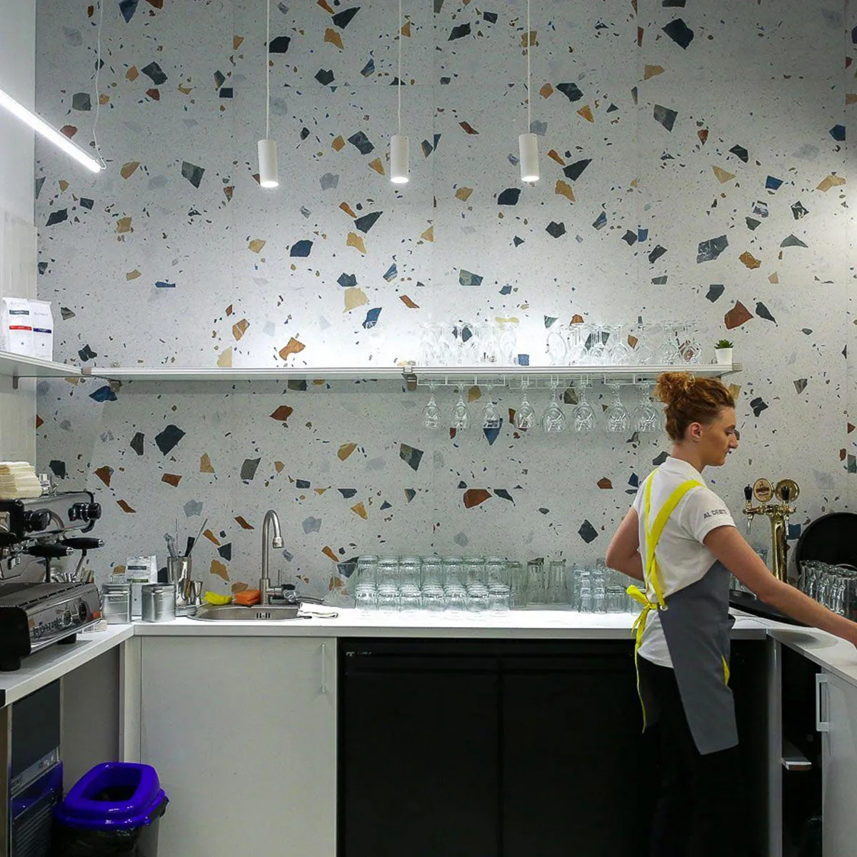 Stracciatella-R Blanco Terrazzo Effect Porcelain Tile 80x80cm Matt
