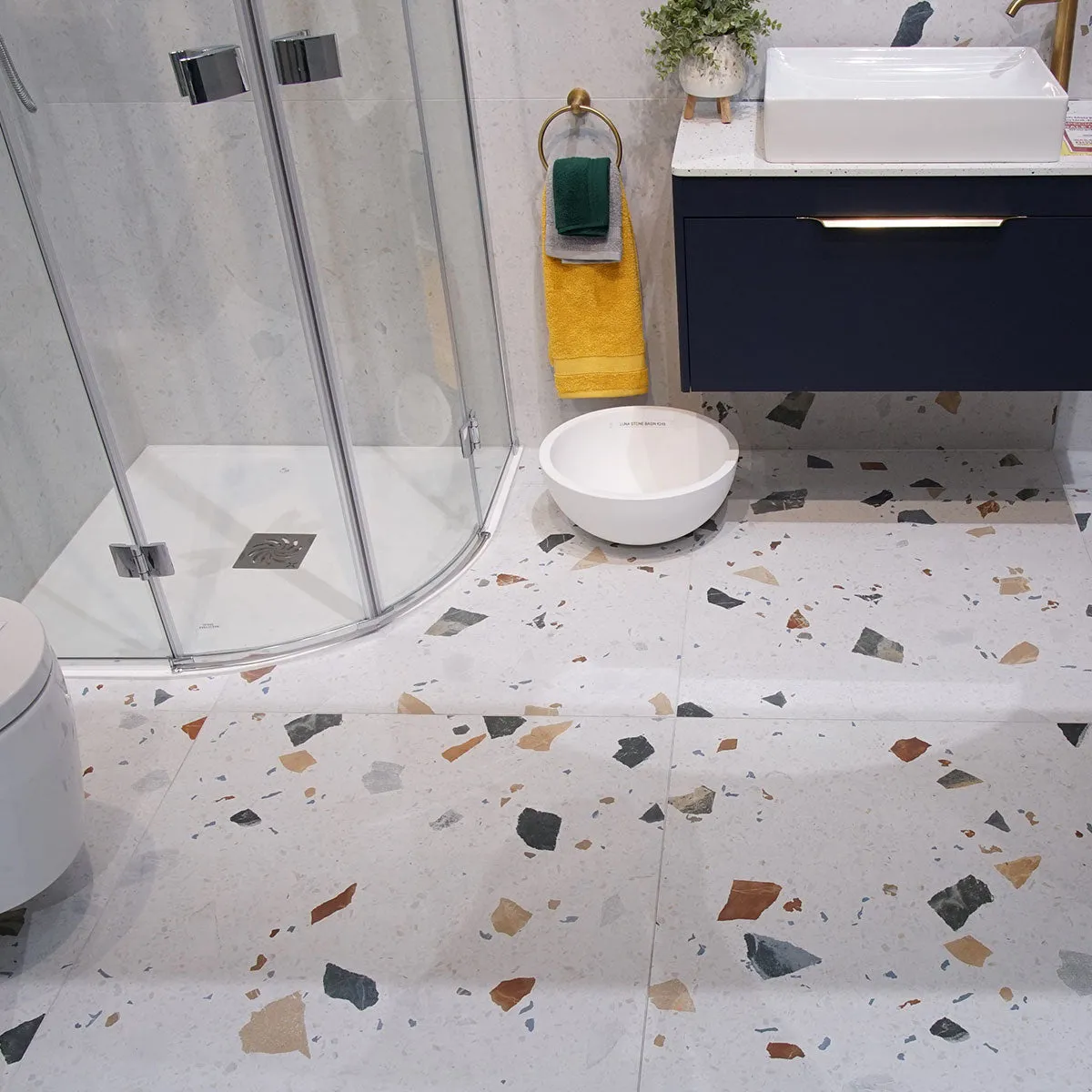 Stracciatella-R Blanco Terrazzo Effect Porcelain Tile 80x80cm Matt