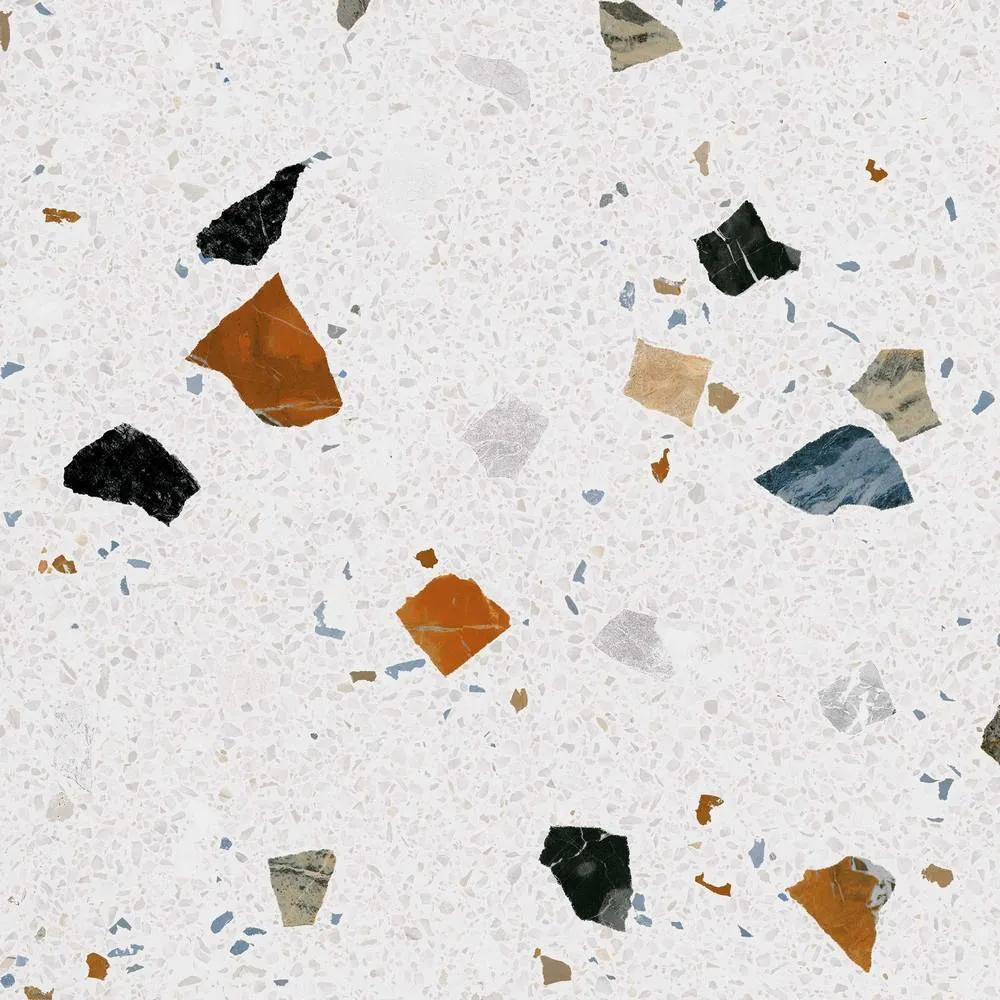 Stracciatella-R Blanco Terrazzo Effect Porcelain Tile 80x80cm Matt