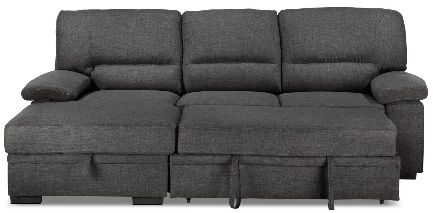 Tessaro Pop-Up Sofa Bed with Left-Facing Chaise - Charcoal
