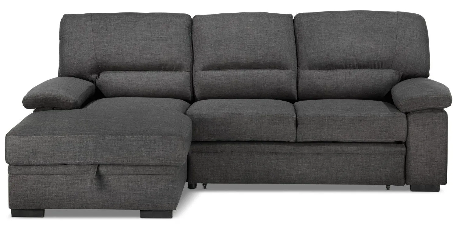 Tessaro Pop-Up Sofa Bed with Left-Facing Chaise - Charcoal