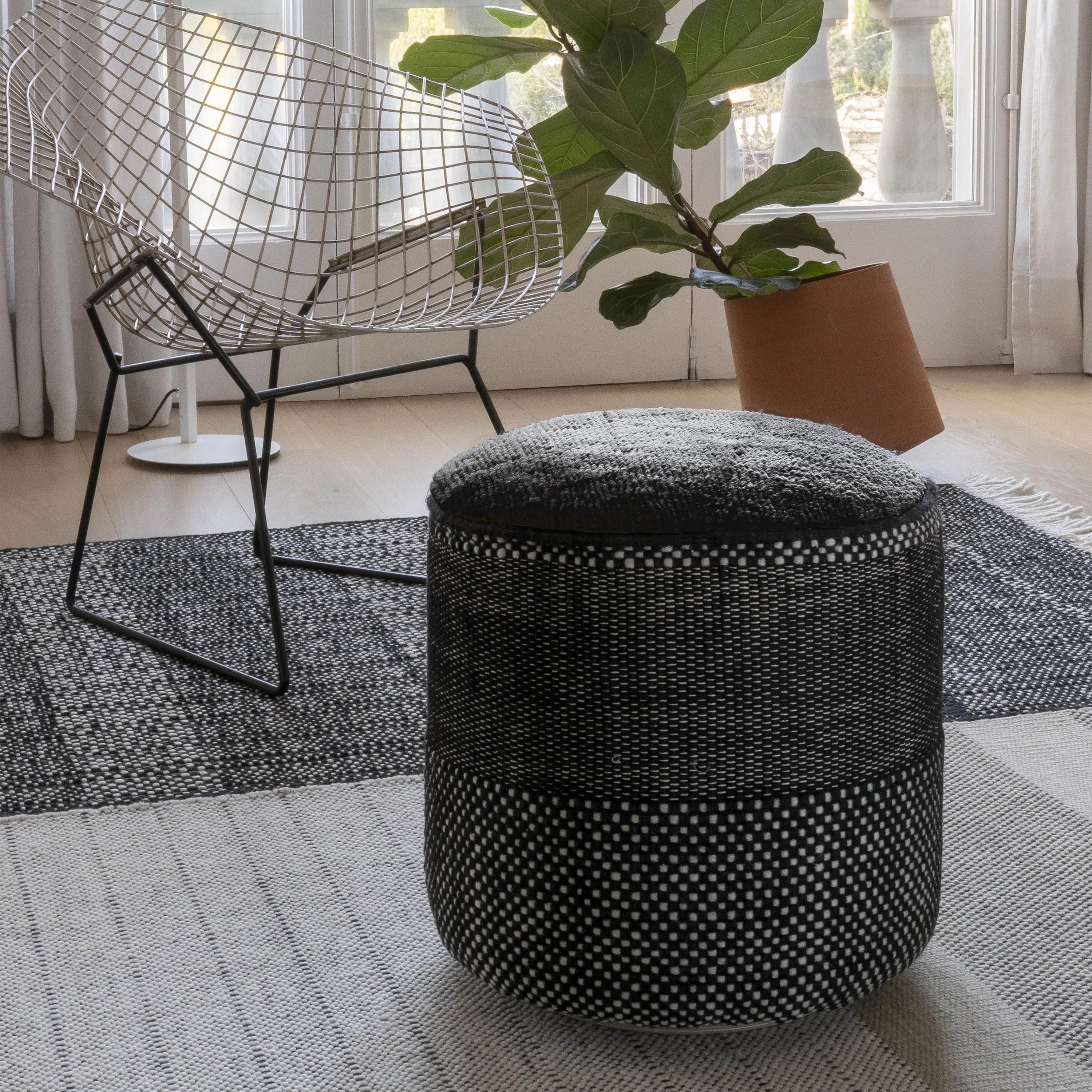 Tres Persian Black Pouf
